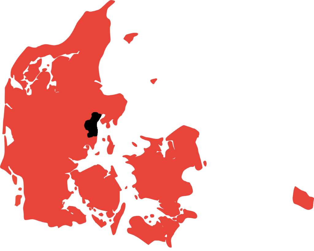 Aarhus kommune markeret på et kort
